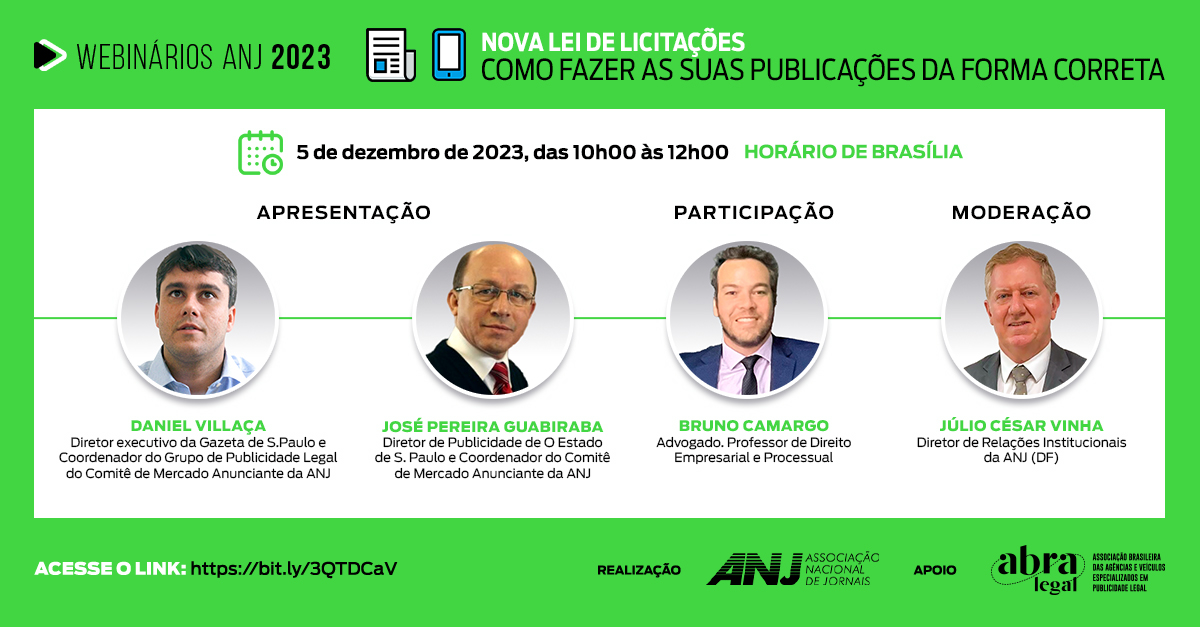 Publicidade legal: Webinário tira dúvidas a nova lei de licitações