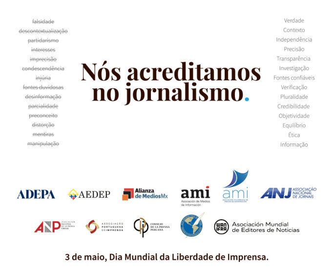 Associações ibero-americanas de jornalismo fazem ação conjunta no Dia Mundial da Liberdade de Imprensa 